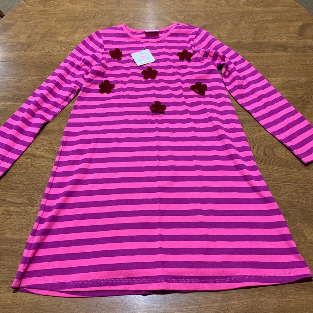 Hanna Andersson Flower Striped Stripe Dress 140
